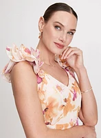 Ruffled Strap Floral Dress