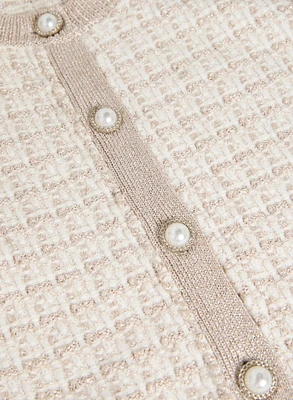 Pearl Button Bouclé Cardigan