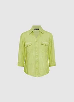 Blouse en mélange de lin hachuré croisé