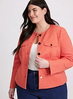 Collarless Bouclé Jacket