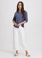 Blouse en mélange de lin hachuré crois