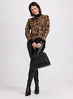 Leopard Print Mock Neck Sweater