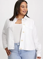 Cropped Linen-Blend Shacket