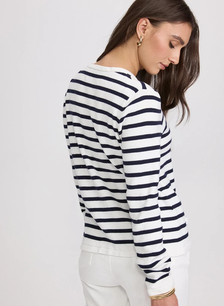 Cardigan en tricot rayé