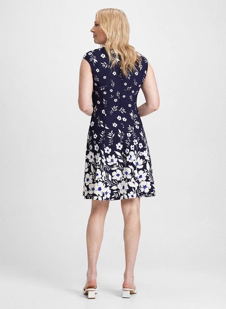 Cascading Floral Print Dress