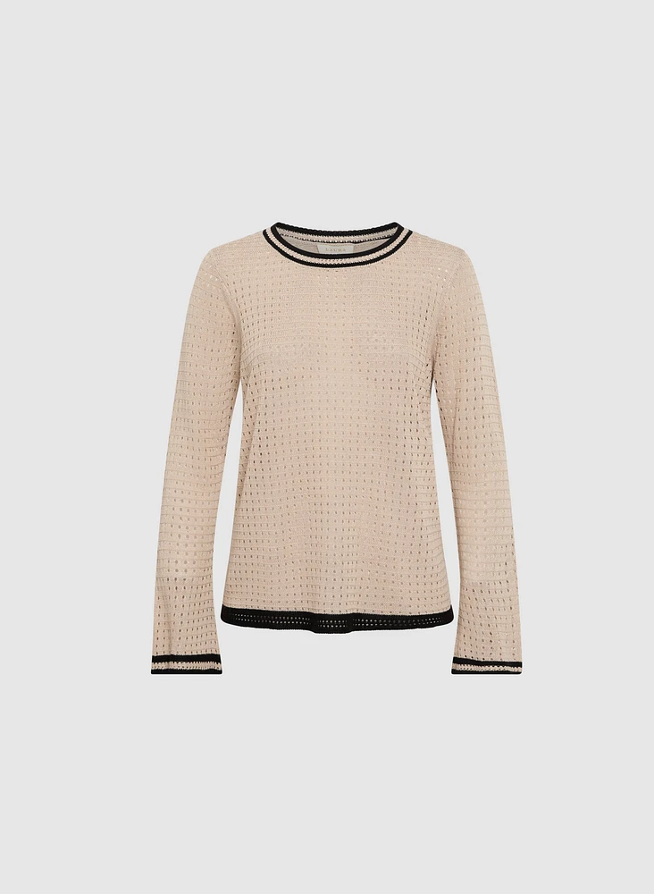 Contrast Open Knit Sweater