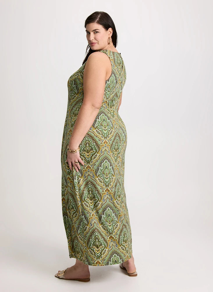 Robe paisley à fente avant
