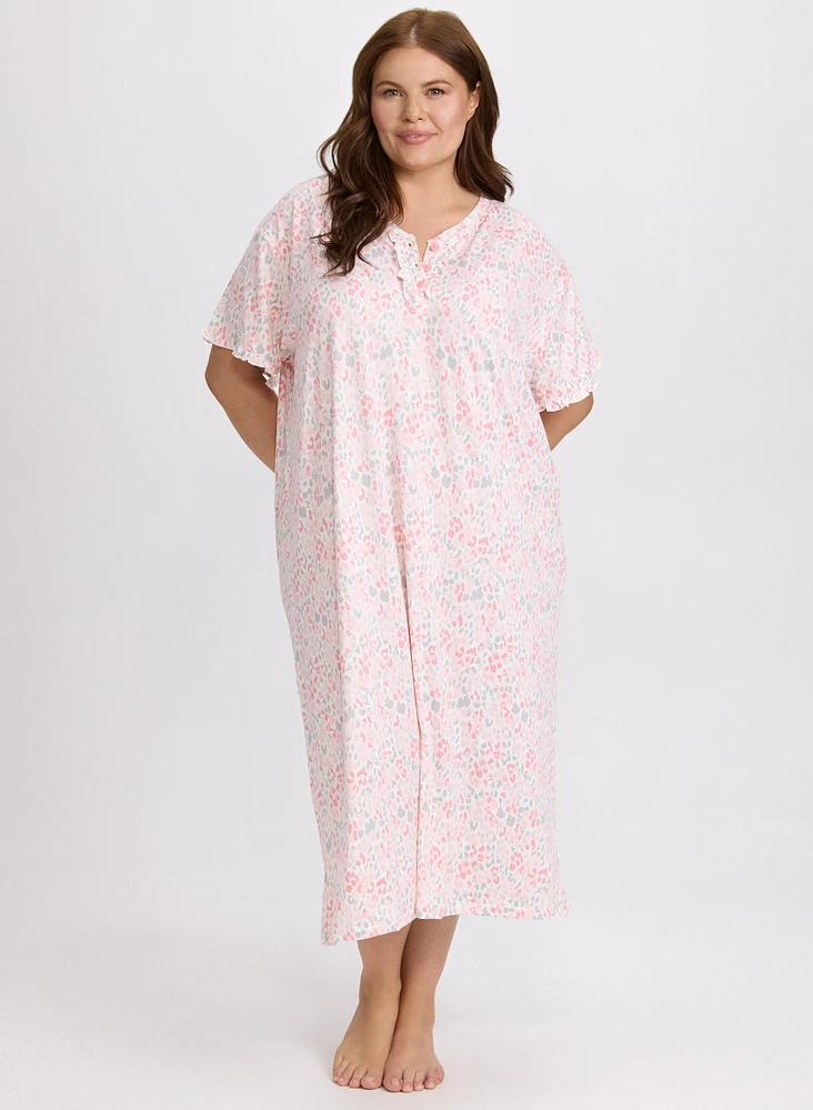 Robe de nuit boutonnée à motif animal