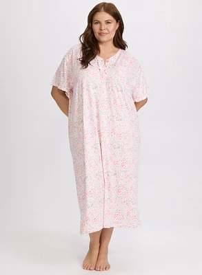 Robe de nuit boutonnée à motif animal