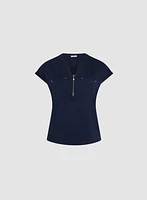 T-shirt à encolure zippée