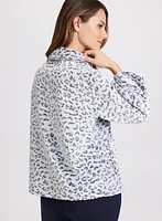 Veste-manteau peluche à motif léopard