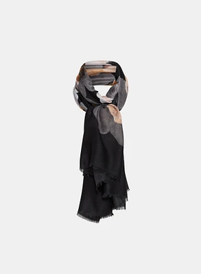 Abstract Floral Print Oblong Scarf