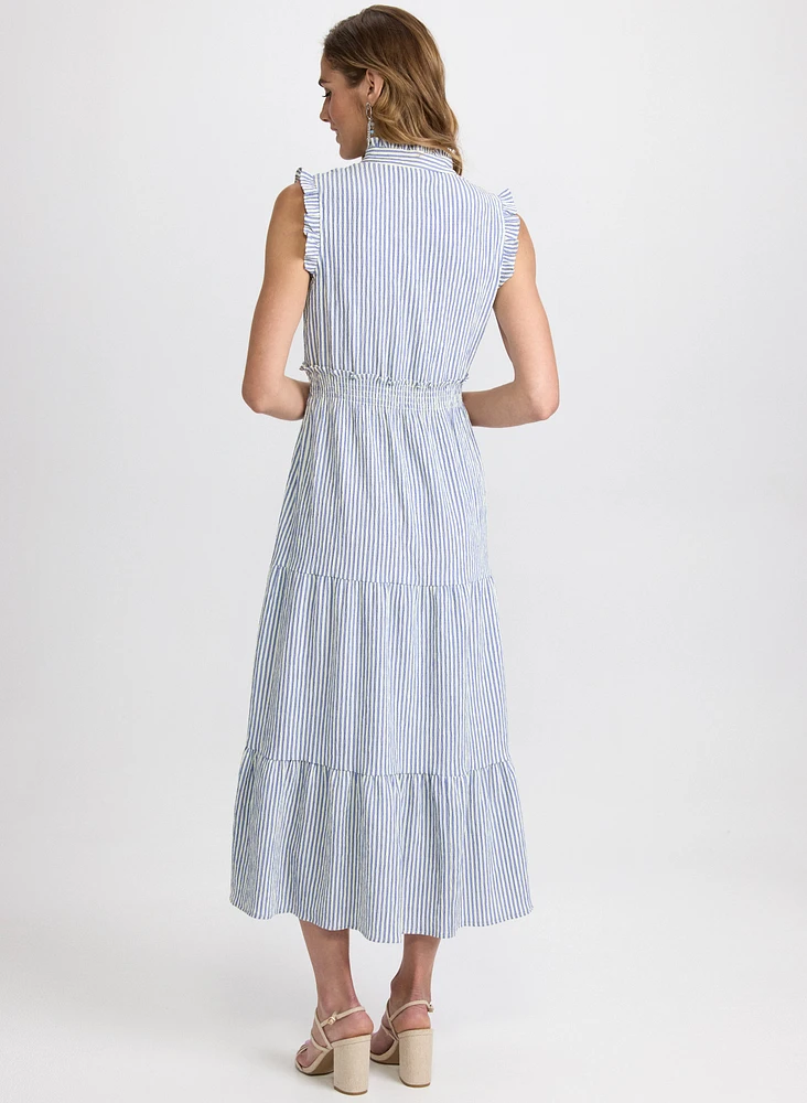 Robe volantée à rayures