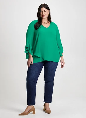 Asymmetric Blouse & Straight Leg Jeans