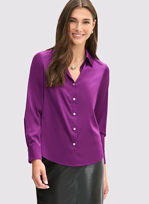 Satin Button-Down Blouse