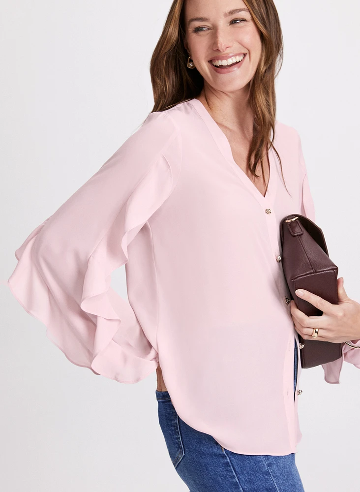 Blouse boutonnée à volants