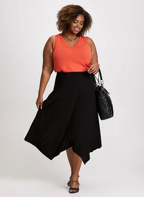 V-Neck Tank Top & Long Square Hem Skirt