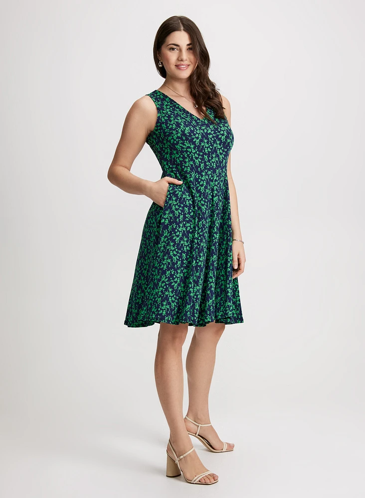 Sleeveless V-Neck Floral Dress