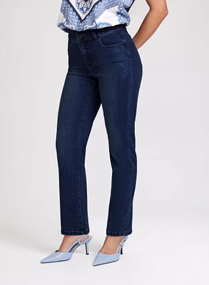 Embroidered Straight Leg Jeans