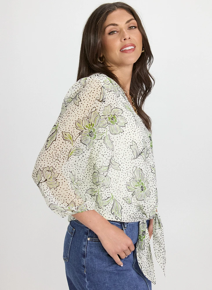 Blouse florale en chiffon