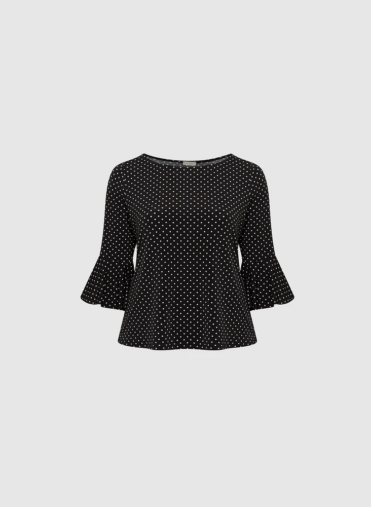 Polka Dot Flutter Sleeve Top