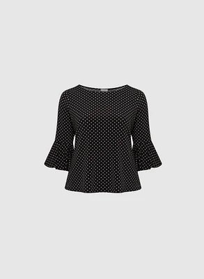 Polka Dot Flutter Sleeve Top