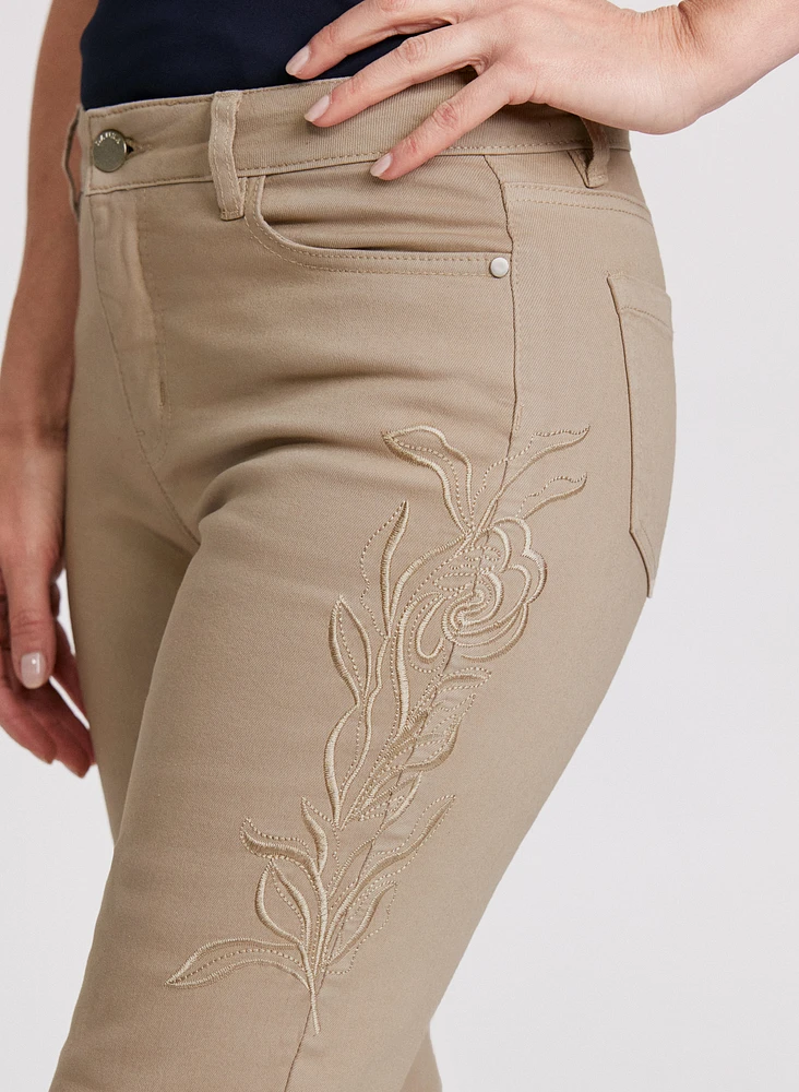 Embroidered Straight Leg Jeans