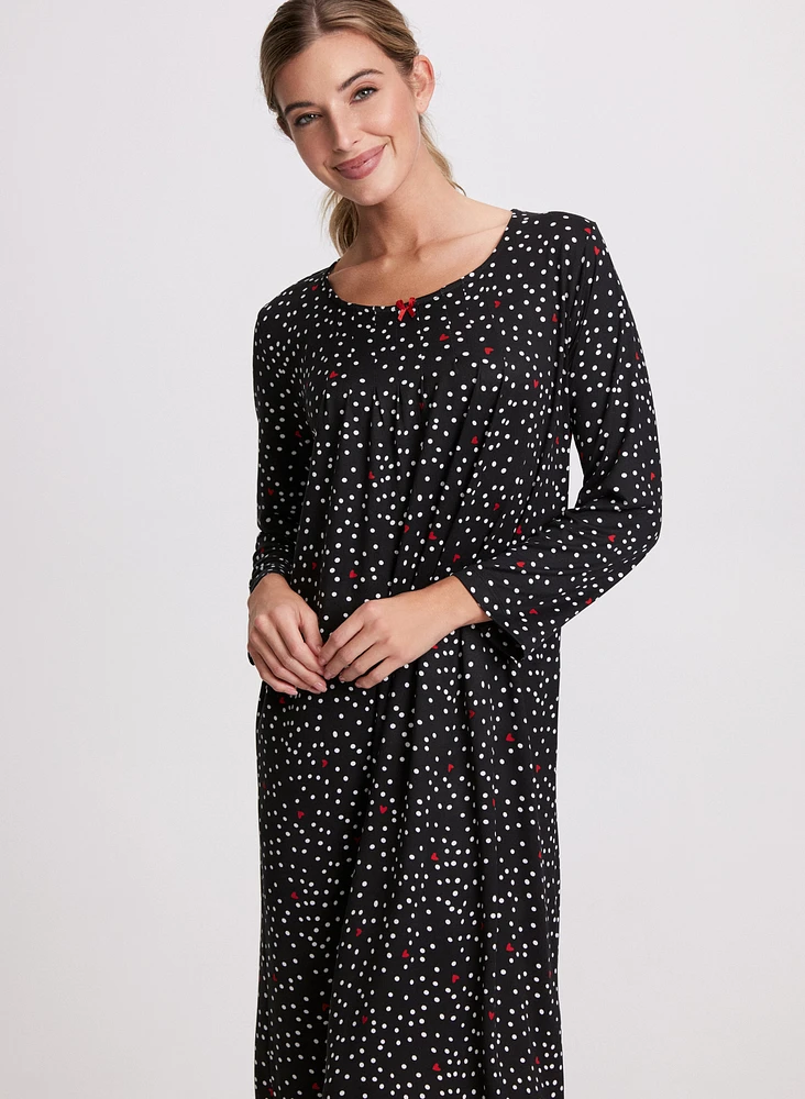 Heart & Polka Dot Print Nightgown