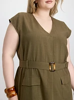 Robe en lin extensible à ceinture