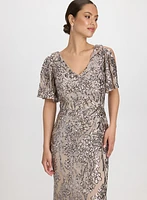 Robe à motif floral en paillettes