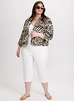 Leaf Print Jacket & High-Rise Bengaline Capris