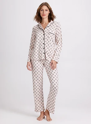 Ensemble pyjama à motif léopard en coeur