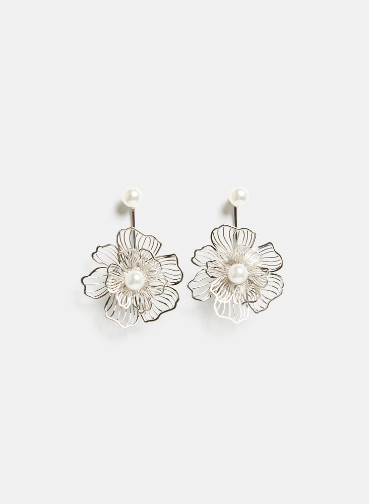 Boucles d'oreilles à fleur et à perle