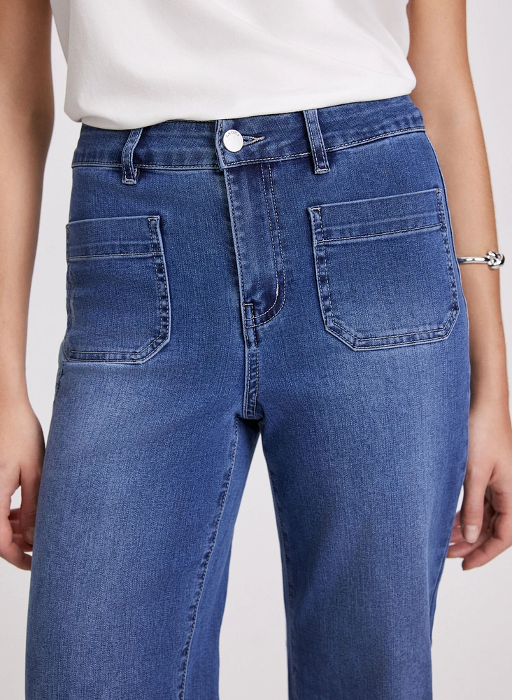 Patch Pocket Wide-Leg Jeans