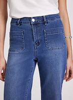 Patch Pocket Wide-Leg Jeans