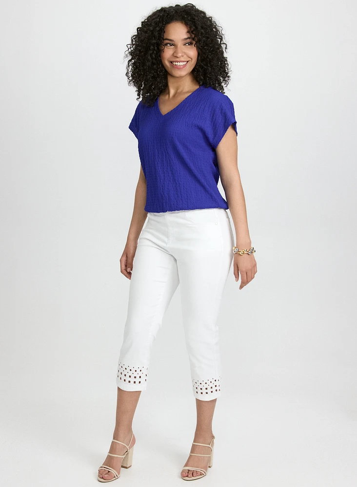 Textured Drop Shoulder Top