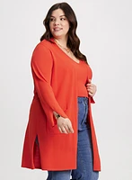 Lateral Slit Patch Pocket Cardigan
