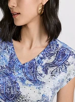 T-shirt chiné à motif paisley