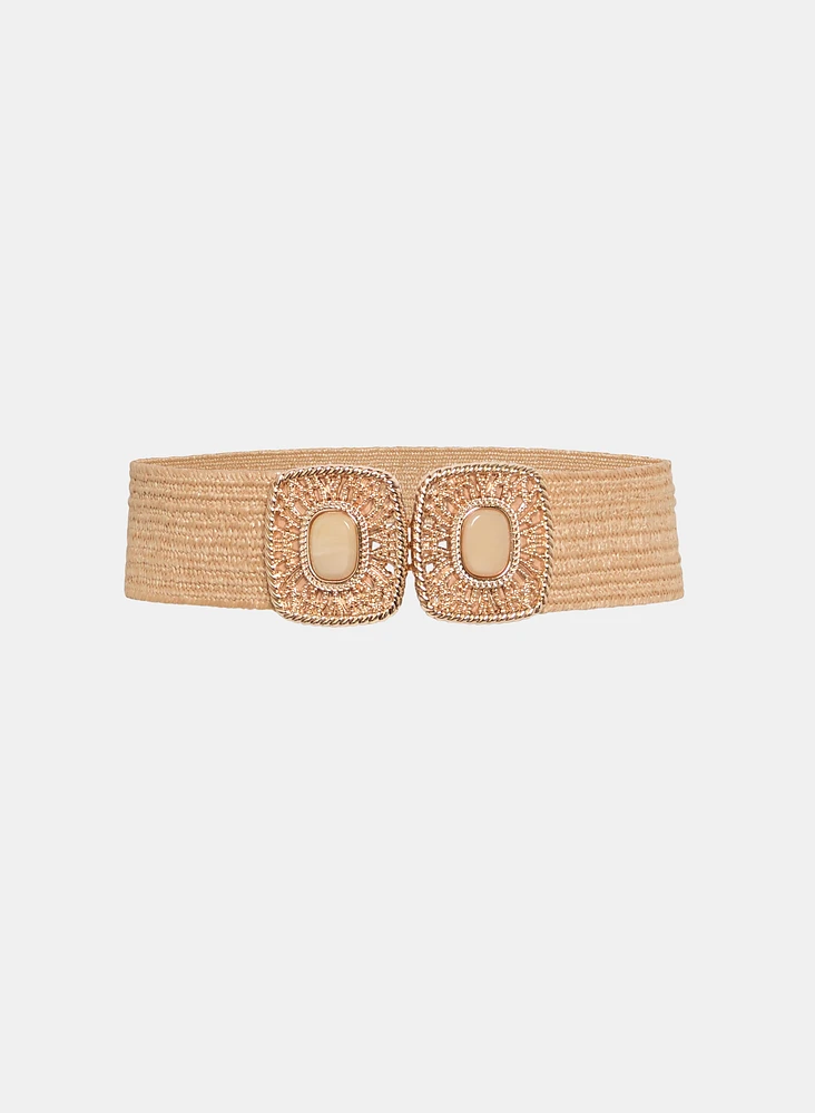 Ceinture élastique à boucles carrées