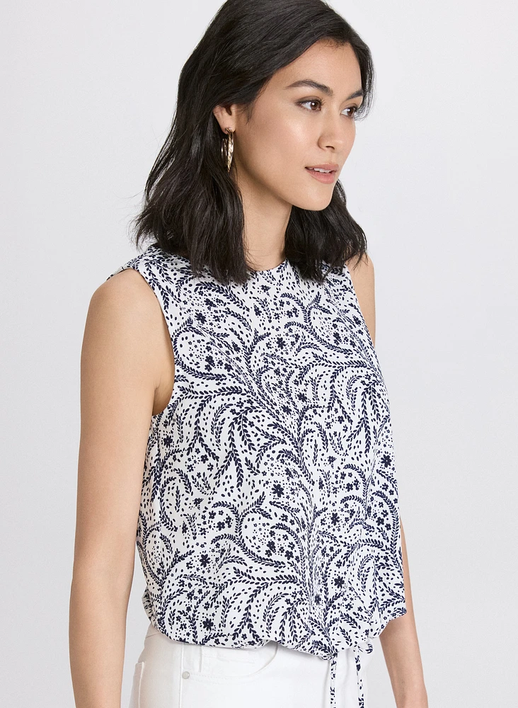 Printed Drawstring Top