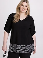 3/4 Sleeve Crepe Top