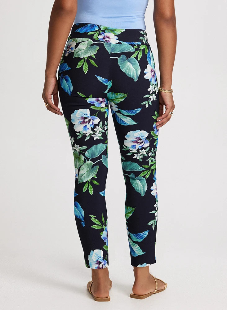 Pantalon cheville floral à enfiler