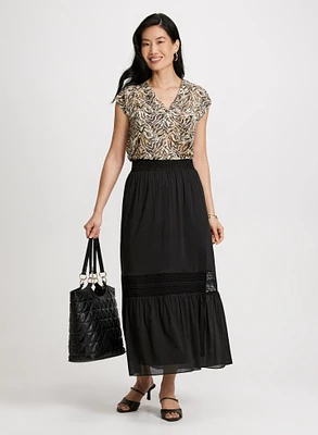 Lace Insert Tiered Skirt