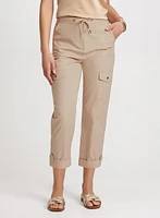 Cotton Drawstring Waist Cargo Capris