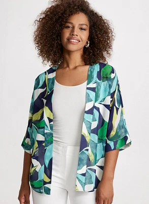 Cardigan ouvert à motif tropical