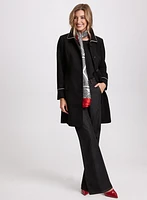 Contrasting Trim Tricotine Coat