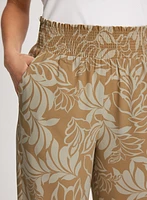 Leaf Print Wide Leg Pants