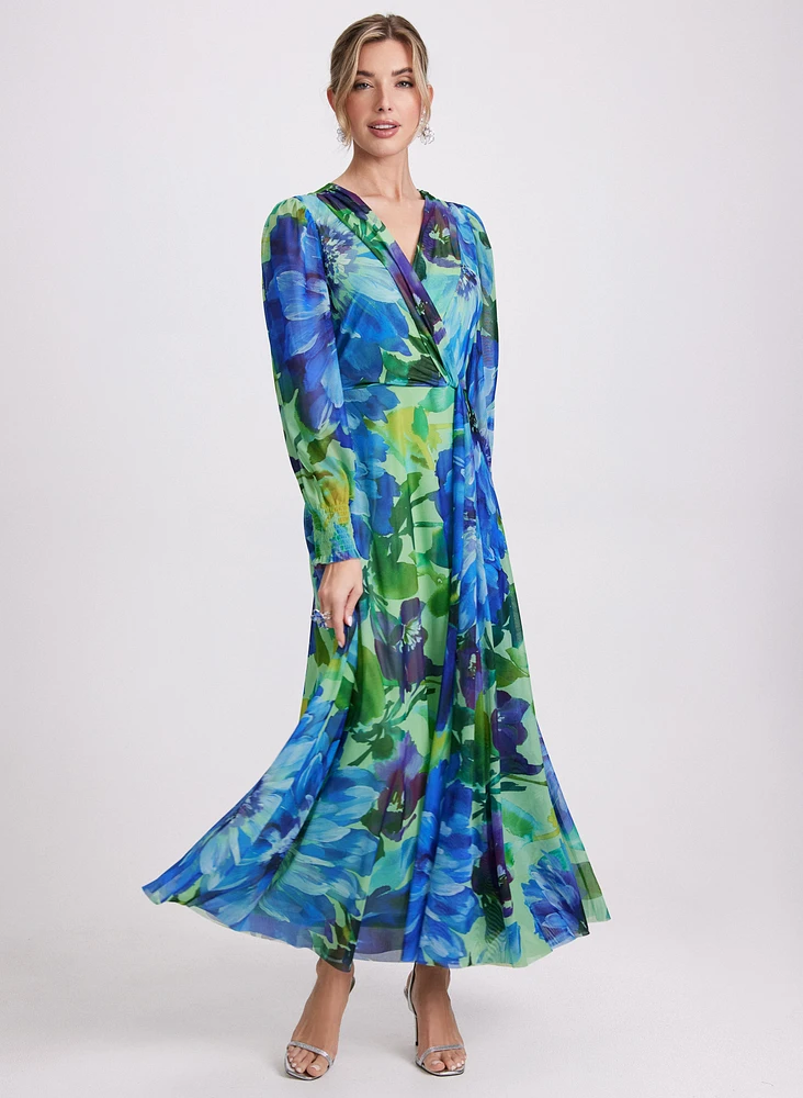 Robe maxi à motif floral abstrait