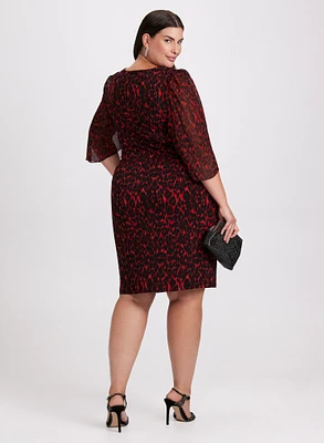 Flounced Animal Print Dress