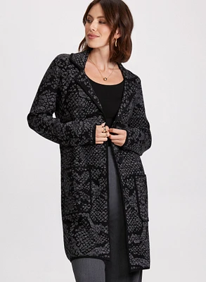 Snake Print Button-Up Coatigan